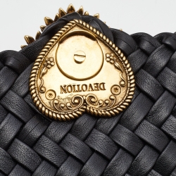Pre Owned Dolce & Gabbana Black Woven Leather Devotion Shoulder Bag