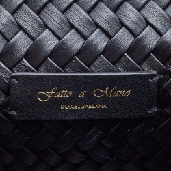 Pre Owned Dolce & Gabbana Black Woven Leather Devotion Shoulder Bag
