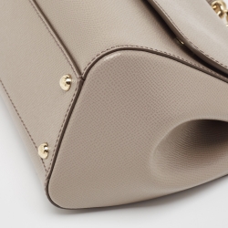 Pre Owned Dolce & Gabbana Beige Leather Medium Miss Sicily Top Handle Bag