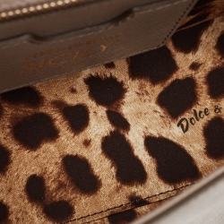 Pre Owned Dolce & Gabbana Beige Leather Medium Miss Sicily Top Handle Bag