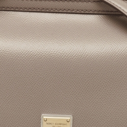 Pre Owned Dolce & Gabbana Beige Leather Medium Miss Sicily Top Handle Bag