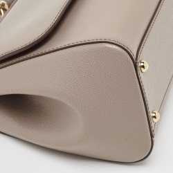 Pre Owned Dolce & Gabbana Beige Leather Medium Miss Sicily Top Handle Bag