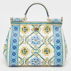 Dolce & Gabbana Multicolor Majolica Print Leather Medium Miss Sicily Top Handle Bag