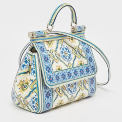 Dolce & Gabbana Multicolor Majolica Print Leather Medium Miss Sicily Top Handle Bag