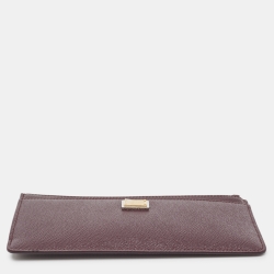 Pre Owned Dolce & Gabbana Burgundy Leather Zip Card Holder 
