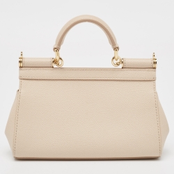 Dolce & Gabbana Beige Leather Small Miss Sicily East West Top Handle Bag