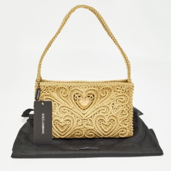 Pre Owned Dolce & Gabbana Gold Lurex Fabric Cordonetto Shoulder Bag