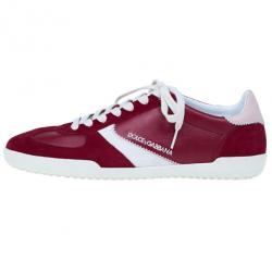 مملوكة مسبقًا Dolce and Gabbana Red Suede and Leather Sneakers Size 42.5