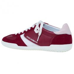 مملوكة مسبقًا Dolce and Gabbana Red Suede and Leather Sneakers Size 42.5