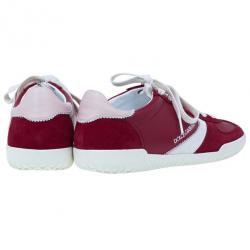مملوكة مسبقًا Dolce and Gabbana Red Suede and Leather Sneakers Size 42.5