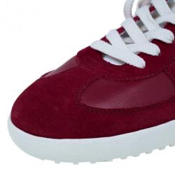 مملوكة مسبقًا Dolce and Gabbana Red Suede and Leather Sneakers Size 42.5