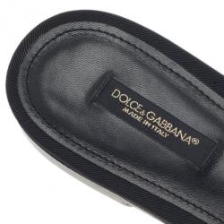 Pre Owned Dolce and Gabbana Black Lace Sofia Embellished Slides Size 39.5
