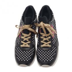 مملوكة مسبقًا Dolce and Gabbana Black Polka Dot Sneakers Size 38