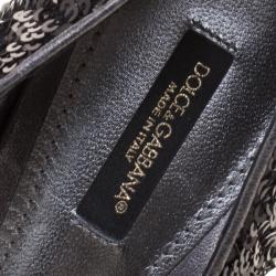 Pre Owned حذاء كعب عالي دولتشي أند غابانا مقدمة مدببة ترتر أسود مقاس 39.5