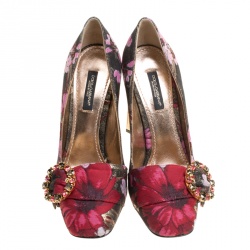 مملوكة مسبقًا Dolce and Gabbana Multicolor Canvas Jackie Pumps Size 36