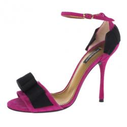 مملوكة مسبقًا Dolce and Gabbana Pink Suede Ankle Strap Sandals Size 39