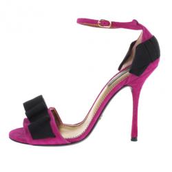 مملوكة مسبقًا Dolce and Gabbana Pink Suede Ankle Strap Sandals Size 39