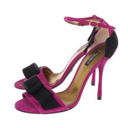 مملوكة مسبقًا Dolce and Gabbana Pink Suede Ankle Strap Sandals Size 39