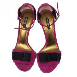 مملوكة مسبقًا Dolce and Gabbana Pink Suede Ankle Strap Sandals Size 39