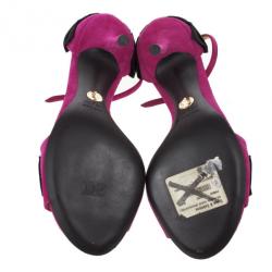 مملوكة مسبقًا Dolce and Gabbana Pink Suede Ankle Strap Sandals Size 39