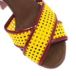 Pre Owned Dolce and Gabbana Red and Yellow Fluo Wedge Platform Sandals Size 37