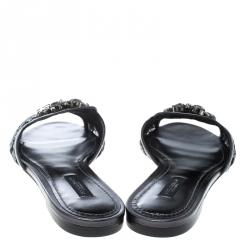 مملوكة مسبقًا سلايد دولتشي أند غابانا صوفيا منقوش دانتيل أسود مقاس 39.5