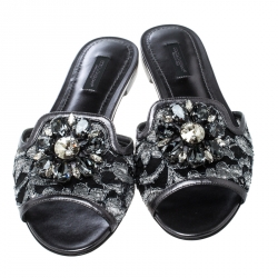 مملوكة مسبقًا سلايد دولتشي أند غابانا صوفيا منقوش دانتيل أسود مقاس 39.5