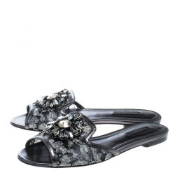 مملوكة مسبقًا سلايد دولتشي أند غابانا صوفيا منقوش دانتيل أسود مقاس 39.5