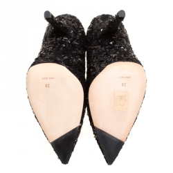 Pre Owned Dolce and Gabbana Black Sequins Pointed Toe Pumps Size 38