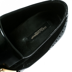 مملوكة مسبقًا Dolce and Gabbana Black Velvet and Brogue Leather Buckle Detail Loafers Size 40