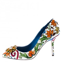 Dolce and Gabbana Multicolor Majolica Print Brocade Fabric