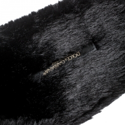 Pre Owned حذاء سلايدز دولتشي أند غابانا فلات قطيفة نمر فرو صناعي أسود مقاس 39