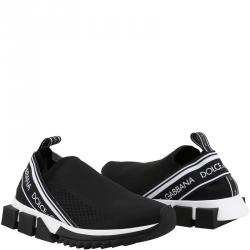 Pre Owned Dolce and Gabbana Black Stretch Jersey Sorrento Slip-On Sneakers Size 35