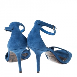 Pre Owned Dolce & Gabbana Blue Suede Open Toe Ankle Strap Sandals Size 36