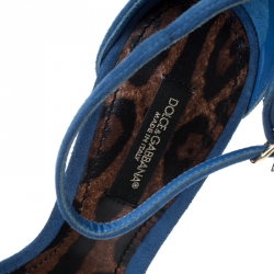 Pre Owned Dolce & Gabbana Blue Suede Open Toe Ankle Strap Sandals Size 36