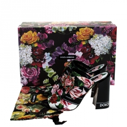 مملوكة مسبقًا Dolce and Gabbana Multicolor Floral Printed Fabric Crystal Embellished Bow Open Toe Mules Size 36
