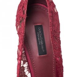 Dolce and Gabbana Red Crystal Embellished Lace Belluci Pumps Size 39