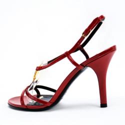 Pre Owned Dolce and Gabbana Red Leather Strappy Sandals Size 39