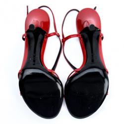 Pre Owned Dolce and Gabbana Red Leather Strappy Sandals Size 39
