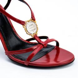 Pre Owned Dolce and Gabbana Red Leather Strappy Sandals Size 39