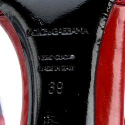 Pre Owned Dolce and Gabbana Red Leather Strappy Sandals Size 39