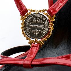 Pre Owned Dolce and Gabbana Red Leather Strappy Sandals Size 39