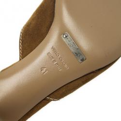 Pre Owned Dolce and Gabbana Brown Suede Buckle Mules Size 41