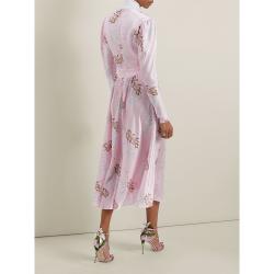 مملوكة مسبقًا صندل دولتشي أند غبانا جلد كعب مرتفع ميتالك أبليك زهرة زنبق وردي مقاس  IT 37