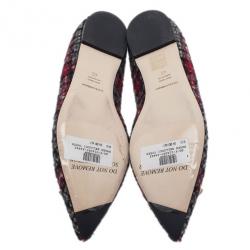 Pre Owned Dolce and Gabbana Crystal Embellished Tweed Ballet Flats Size 40