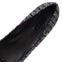 Pre Owned Dolce and Gabbana Crystal Embellished Tweed Ballet Flats Size 40
