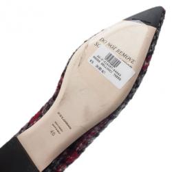 Pre Owned Dolce and Gabbana Crystal Embellished Tweed Ballet Flats Size 40