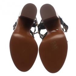 مملوكة مسبقًا Dolce and Gabbana Black Studded Leather Sandals Size 38