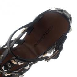 مملوكة مسبقًا Dolce and Gabbana Black Studded Leather Sandals Size 38