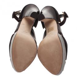 Pre Owned Dolce and Gabbana Brown Leather Ankle Strap Platform Sandals Size 40